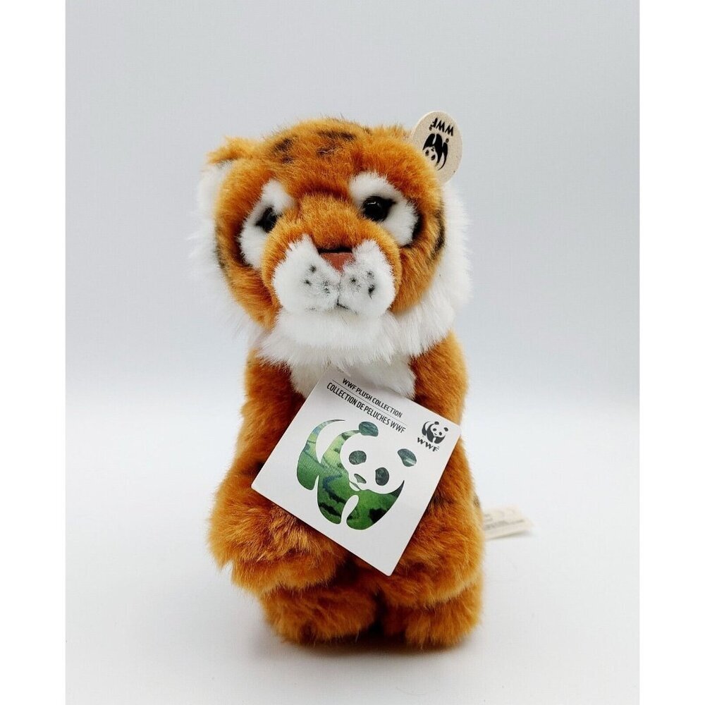 WWF Brown Tiger Plush Realistic Oranges Striped Stuffed Animal 1986 Vintage